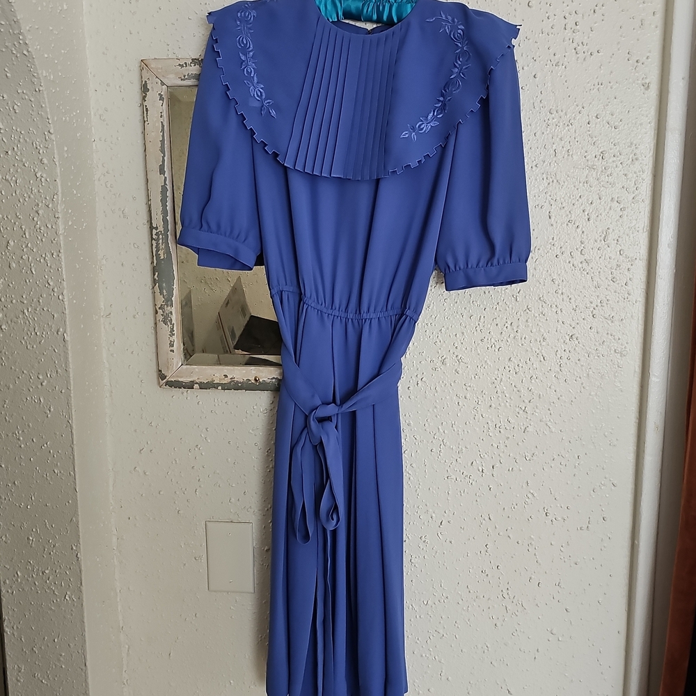 Vintage 1980s Billy Jack For Her Blue Dress With Belt Womens Size 11/12